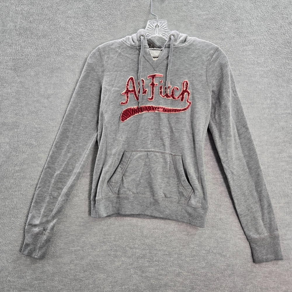 Abercrombie & Fitch Women‎ Sweatshirt Small Gray Hoodie Fleece Drawstring